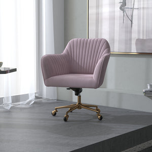 Casa Decor Arles Velvet Office Chair | Mid Back Swivel | Height Adjustable | Blush