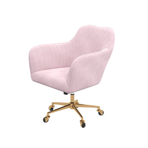 Casa Decor Arles Velvet Office Chair | Mid Back Swivel | Height Adjustable | Blush