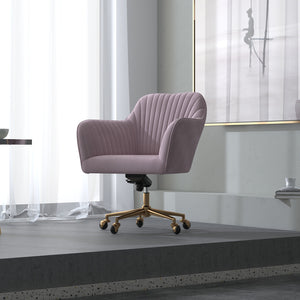 Casa Decor Arles Velvet Office Chair | Mid Back Swivel | Height Adjustable | Blush