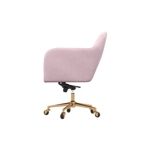 Casa Decor Arles Velvet Office Chair | Mid Back Swivel | Height Adjustable | Blush