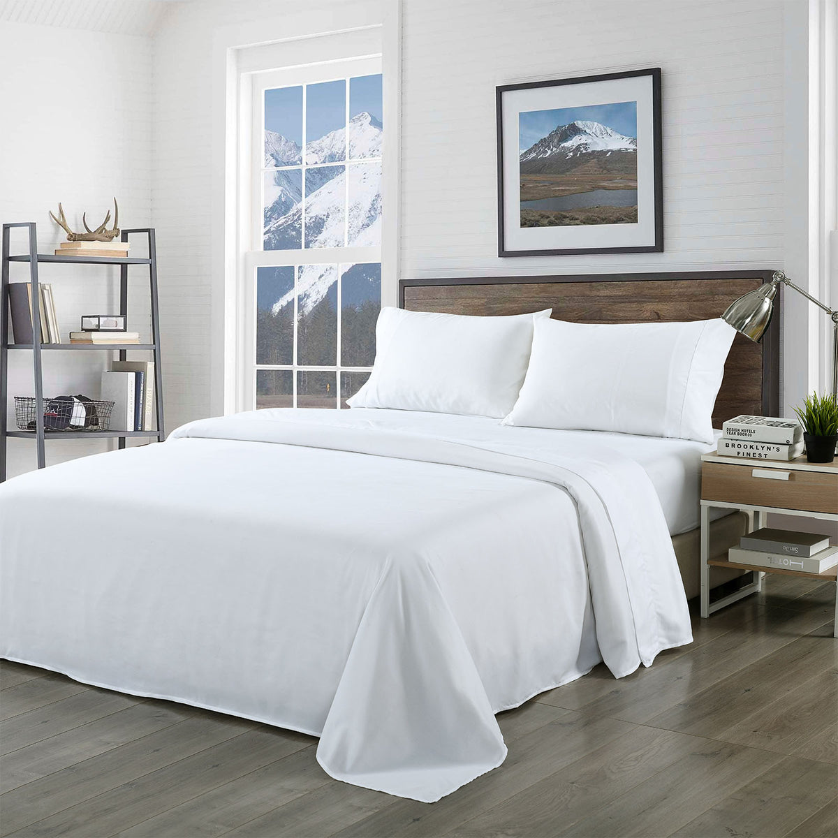 Bamboo Blended Sheet & Pillowcases Set | 1000TC Ultra Soft Bedding | King | White