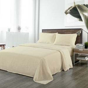 Bamboo Blended Sheet & Pillowcases Set | 1000TC Ultra Soft Bedding | King | Ivory