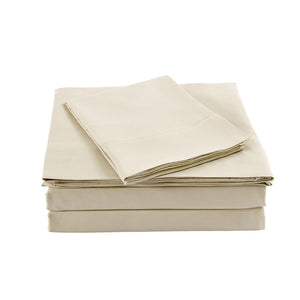 Bamboo Blended Sheet & Pillowcases Set | 1000TC Ultra Soft Bedding | King | Ivory