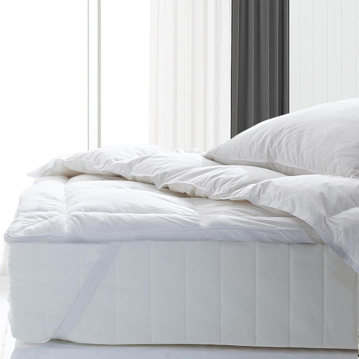Fitted Foam Cover Underlay Goose Mattress Topper | 1000GSM | King Size | White