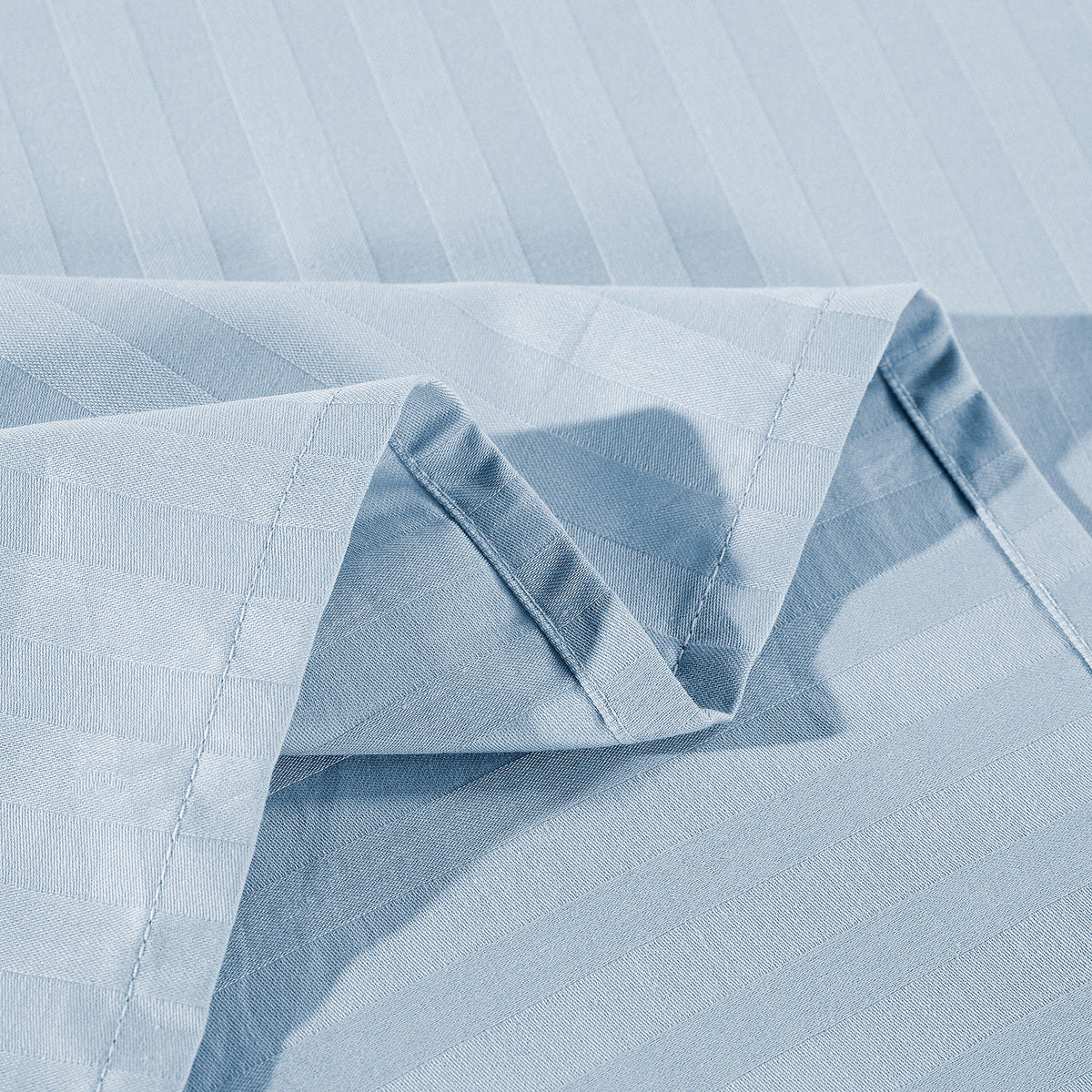Kensington 1200 Thread Count 100% Egyptian Cotton Sheet Set | Stripe Hotel Grade | King | Chambray