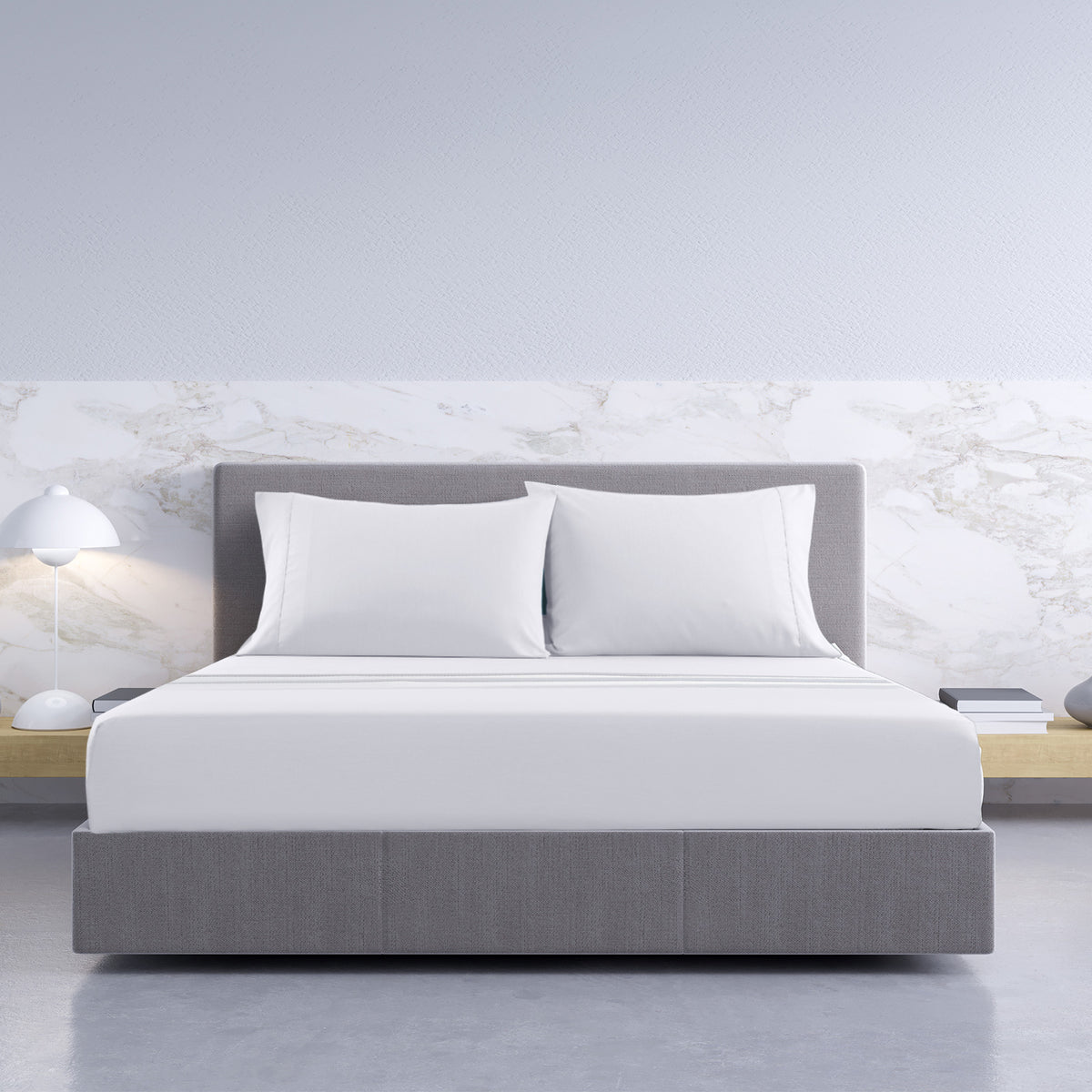 1000TC Hotel Grade Bamboo Cotton Sheets | Pillowcases Set | Ultrasoft | King | White