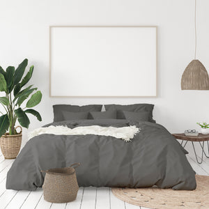 Balmain 1000 Thread Count Hotel Grade Bamboo Cotton Quilt Cover & Pillowcases Set | King - Pewter