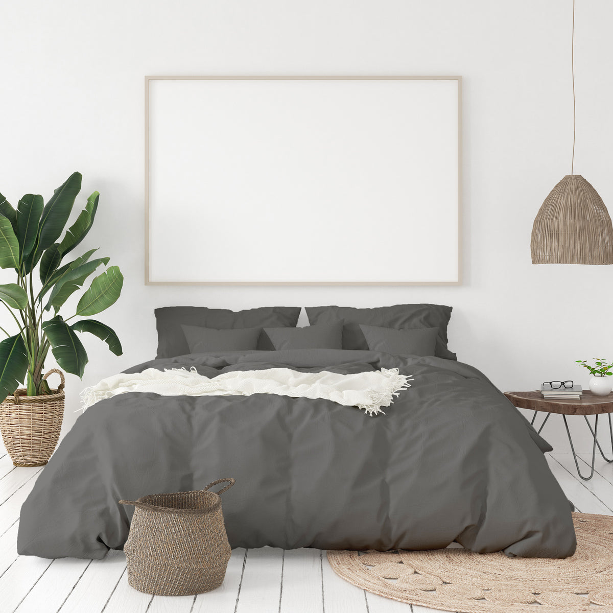 Balmain 1000 Thread Count Hotel Grade Bamboo Cotton Quilt Cover & Pillowcases Set | King - Pewter