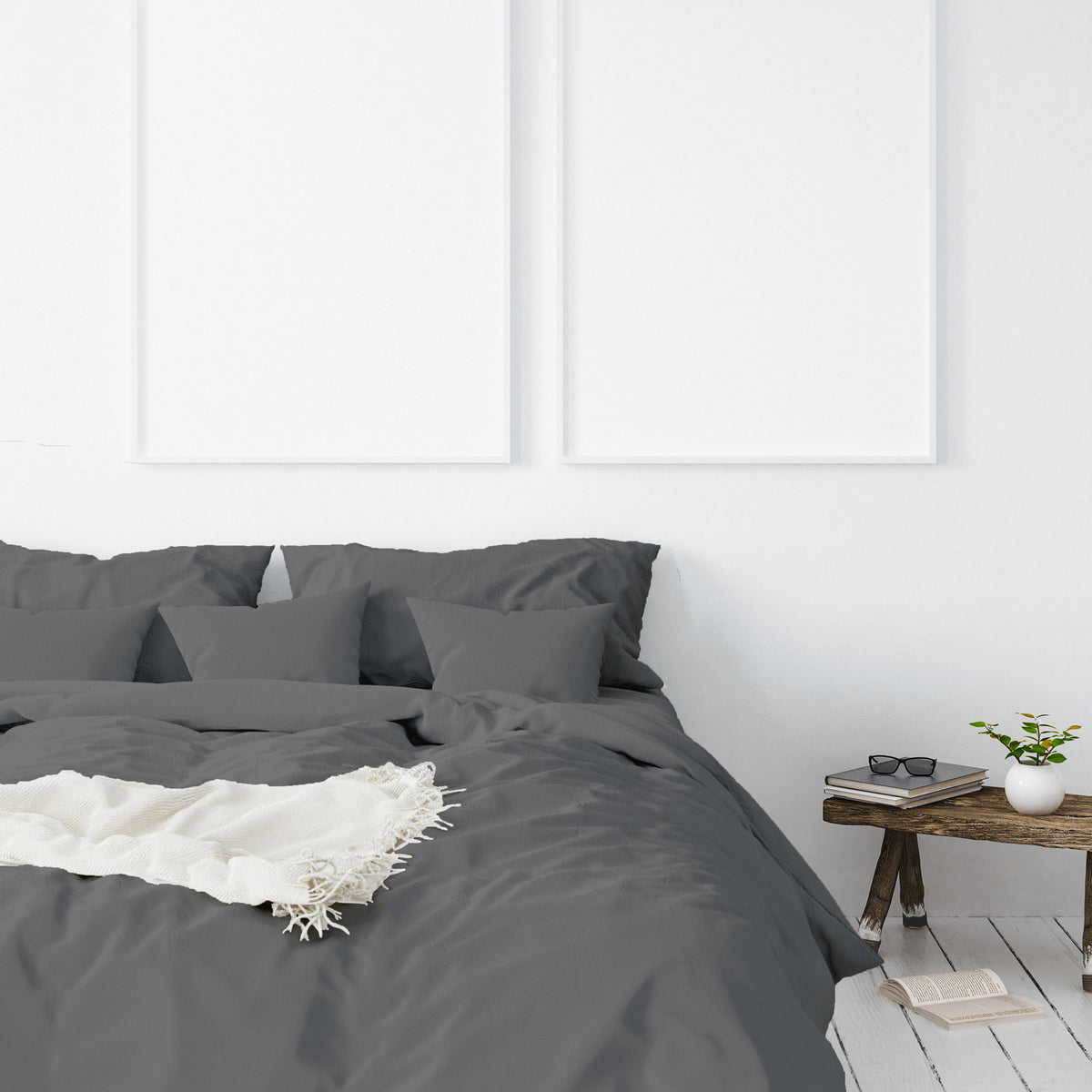 Balmain 1000 Thread Count Hotel Grade Bamboo Cotton Quilt Cover & Pillowcases Set | King - Pewter
