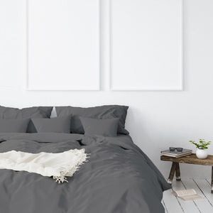 Balmain 1000 Thread Count Hotel Grade Bamboo Cotton Quilt Cover & Pillowcases Set | King - Pewter