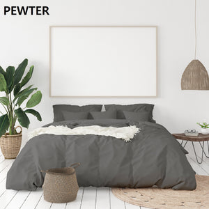 Balmain 1000 Thread Count Hotel Grade Bamboo Cotton Quilt Cover & Pillowcases Set | King - Pewter