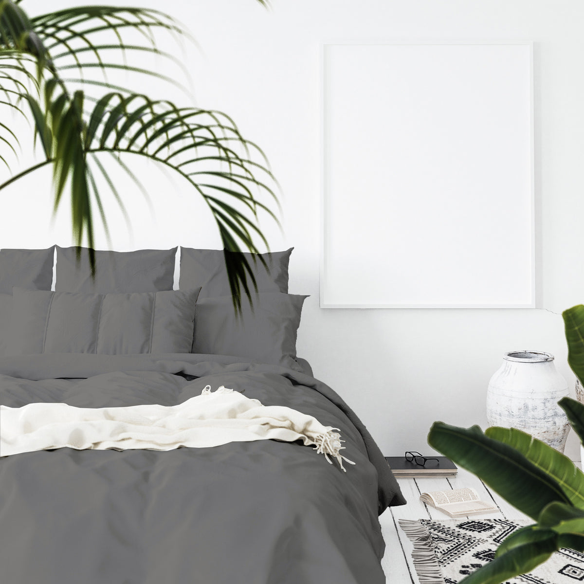 Balmain 1000 Thread Count Hotel Grade Bamboo Cotton Quilt Cover & Pillowcases Set | King - Pewter