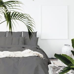 Balmain 1000 Thread Count Hotel Grade Bamboo Cotton Quilt Cover & Pillowcases Set | King - Pewter
