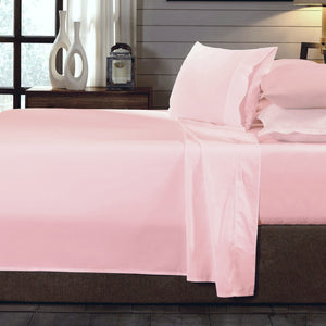 250TC Organic 100% Cotton Sheet Set | Luxury Hotel Style | 4 Piece | Double | Blush