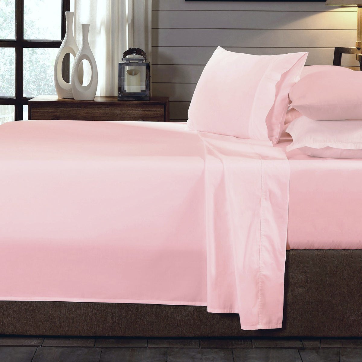 250TC Organic 100% Cotton Sheet Set | Luxury Hotel Style | 4 Piece | King | Blush