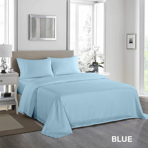 1200 Thread Count Sheet Set | 4 Piece Ultra Soft Satin Weave Finish | King | Sky Blue