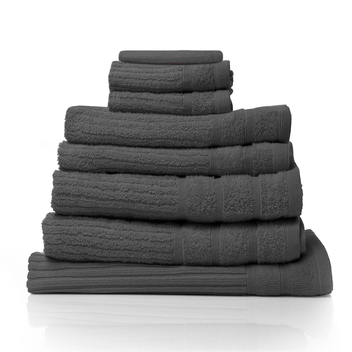 Eden Egyptian Cotton 600GSM 8 Piece Luxury Bath Towels Set | Granite