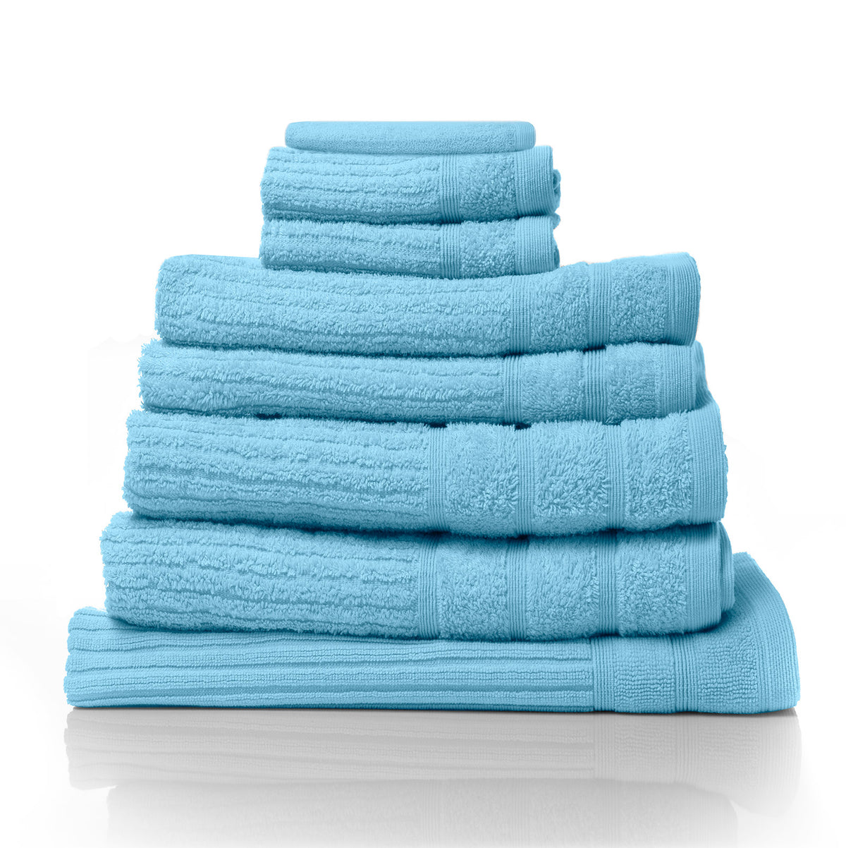 Eden Egyptian Cotton 600GSM 8-Piece Luxury Bath Towels Set | Aqua