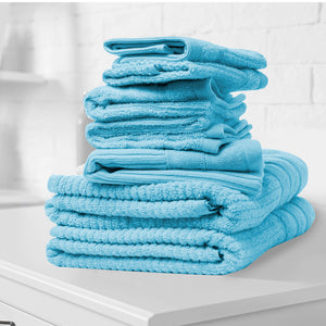 Eden Egyptian Cotton 600GSM 8-Piece Luxury Bath Towels Set | Aqua
