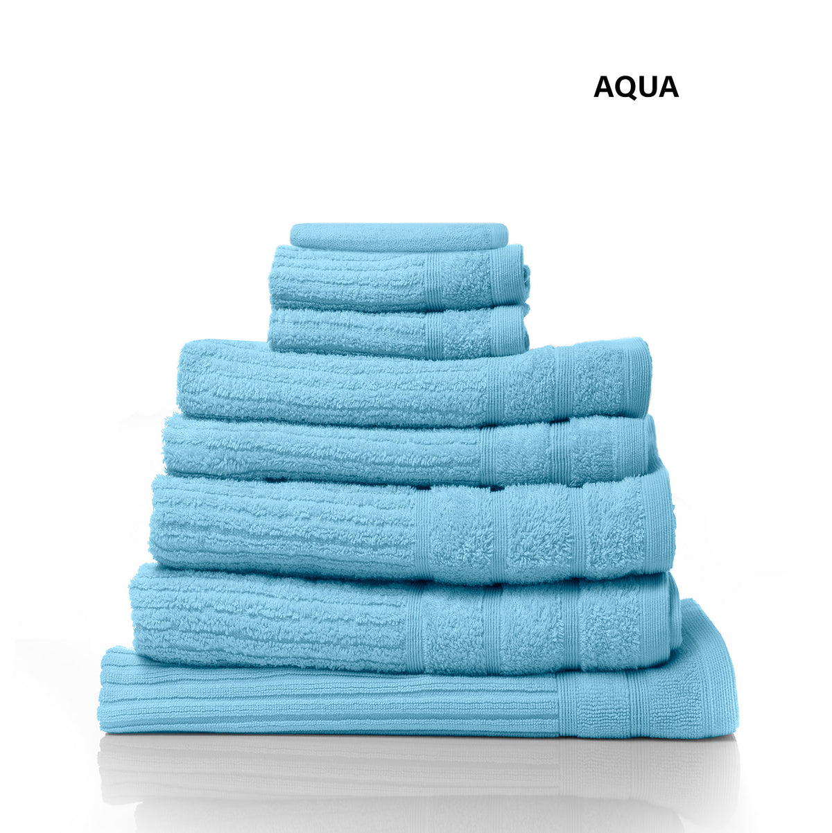 Eden Egyptian Cotton 600GSM 8-Piece Luxury Bath Towels Set | Aqua
