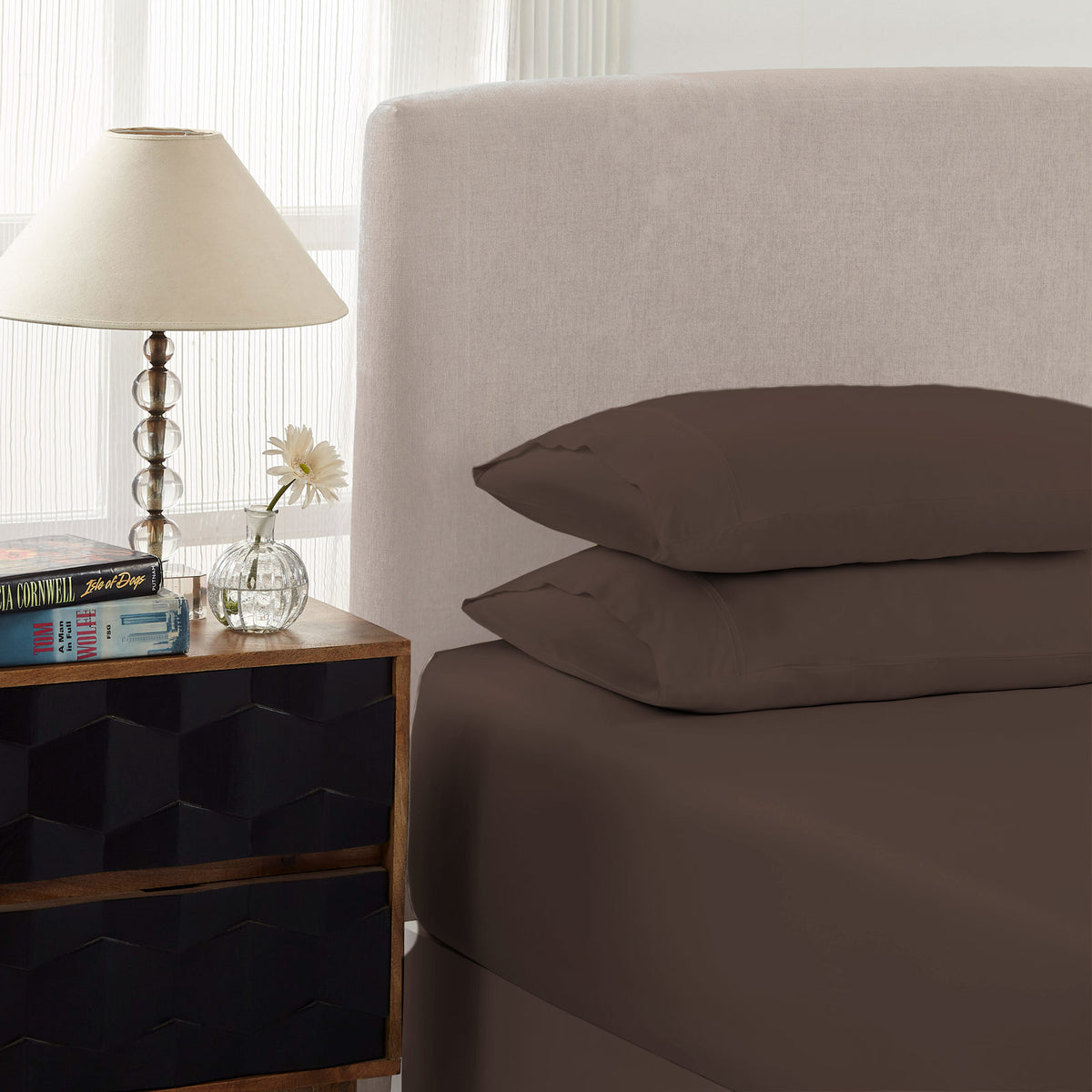 1500 Thread Count Cotton Rich Sheet Set | Ultra Soft Bedding | 3 Piece | Double | Dusk Grey