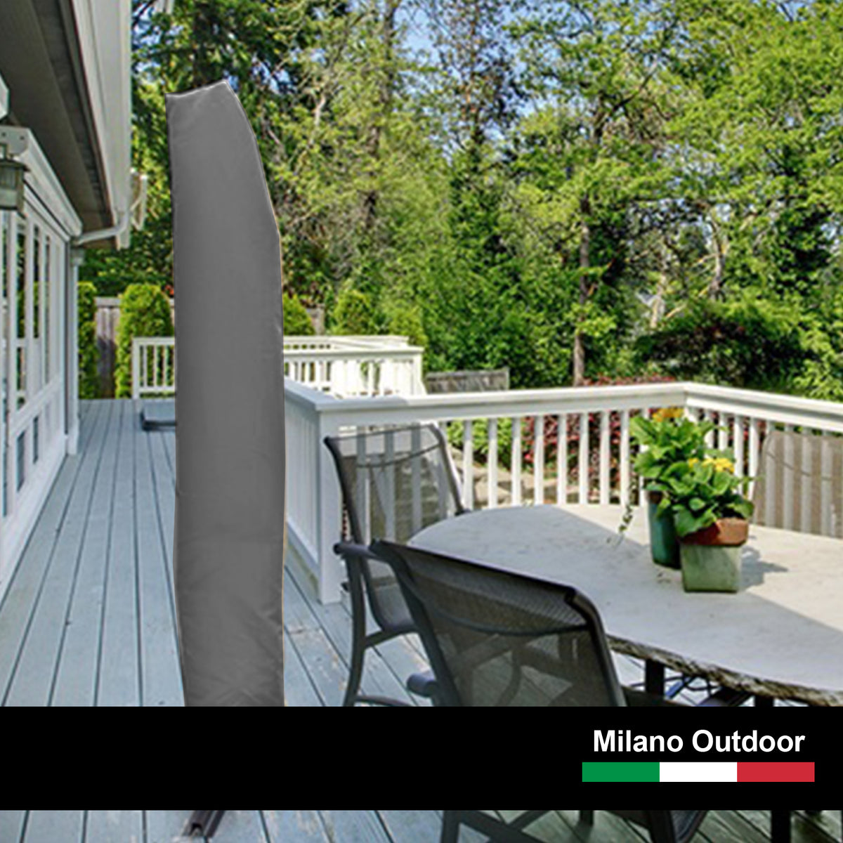 Milano 3M Outdoor Umbrella Cantilever with Protective Cover | Patio Garden Shade | Grey
