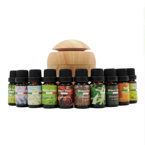 Ultrasonic USB Diffuser | 10 Aroma Oils | Humidifier | LED Light | 130ml | Light Wood