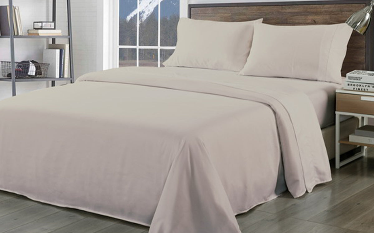 Bamboo Blend Sheet Set | 1000TC & Bamboo Pillows | 2 Pack | Ultra Soft | King | Warm Grey
