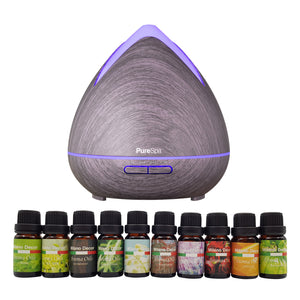 Purespa Diffuser Set | 10 Pack Diffuser Oils | Humidifier | Aromatherapy | Violet