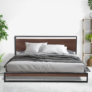 Azure Wood Bed Frame with Comforpedic Mattress Package Deal | Bedroom Set | Single Size | White & Brown