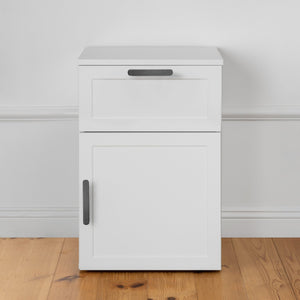 PORTO BEDSIDE TABLE | White | Hamptons | Oval Black