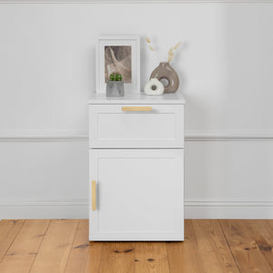 PORTO BEDSIDE TABLE | White | Hamptons | Oval Brass