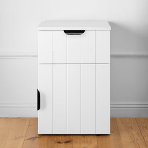 PORTO BEDSIDE TABLE | White | VJ Panel | Pull Black