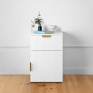PORTO BEDSIDE TABLE | White | VJ Panel | Pull Brass
