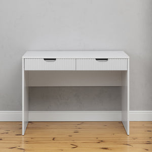 Odessa Desk | White | Fluted Panel | Pull Black Handle