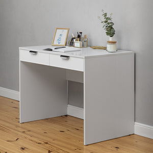 Odessa Desk | White | Slim Design | Pull Black Handle