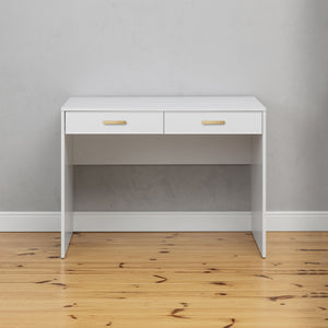 Odessa Desk | White | Slim Design | Oval Brass Handle