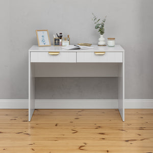 Odessa Desk | White | VJ Panel | Pull Brass Handle