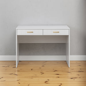 Odessa Desk | White | VJ Panel | Oval Brass Handle