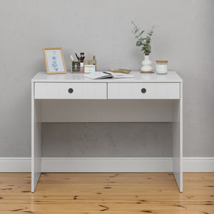 Odessa Desk | White | VJ Panel | Round Black Handle