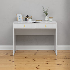 Odessa Desk | White | VJ Panel | Round Brass Handle