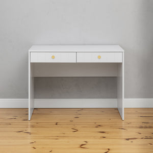 Odessa Desk | White | VJ Panel | Round Brass Handle