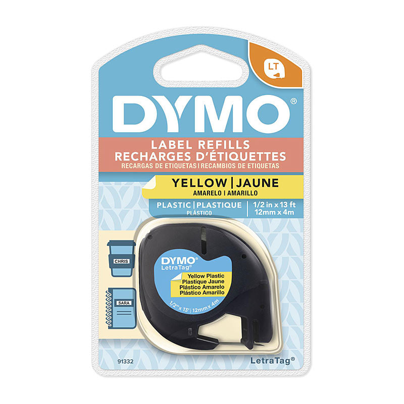 DYMO Light Plastic 12mm x 4m | Yellow | Durable Label Tape
