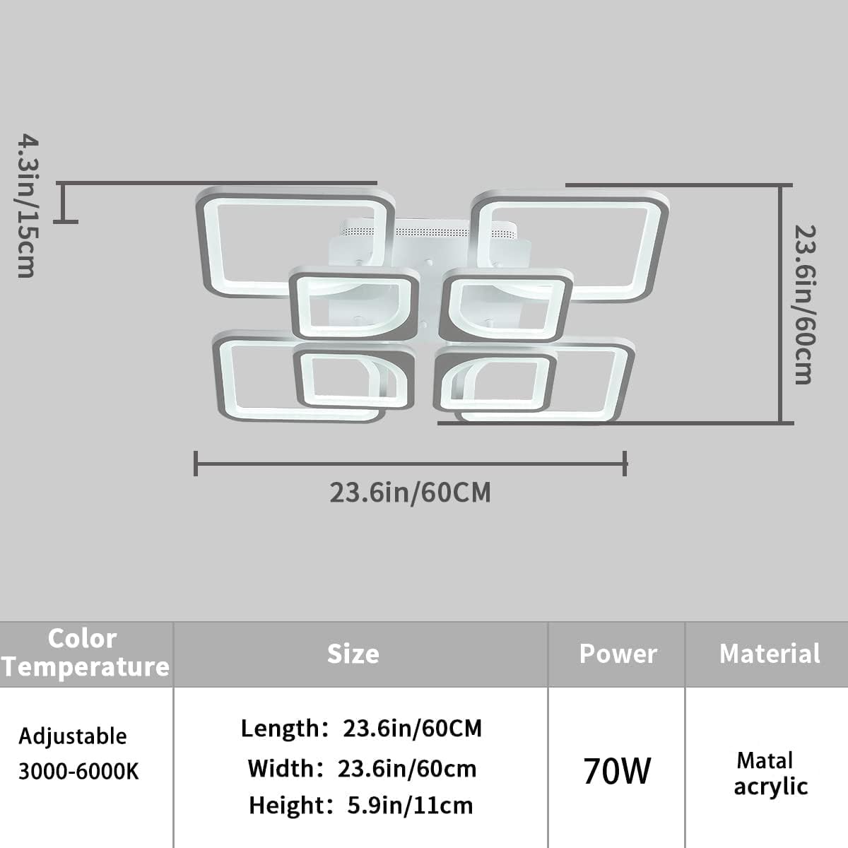 Modern LED Ceiling Light Dimmable with Remote Control | Adjustable Brightness and Convenient Remote