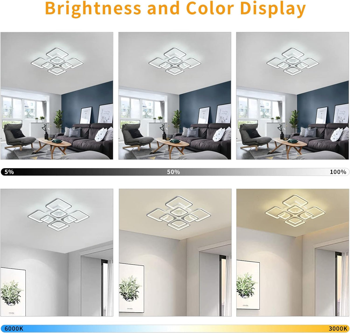 Modern LED Ceiling Light Dimmable with Remote Control | Adjustable Brightness and Convenient Remote