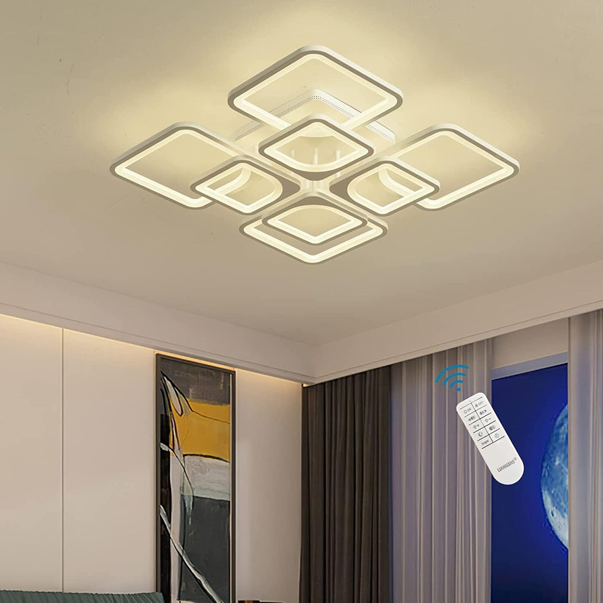 Modern LED Ceiling Light Dimmable with Remote Control | Adjustable Brightness and Convenient Remote
