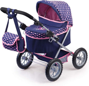 Trendy Dolls Pram | Foldable with Height-Adjustable Handle | Blue & Pink