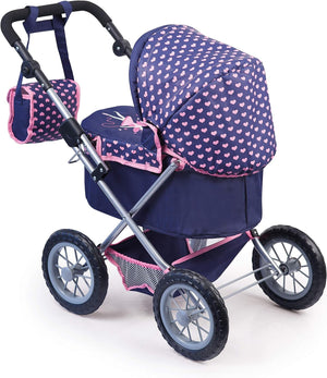 Trendy Dolls Pram | Foldable with Height-Adjustable Handle | Blue & Pink