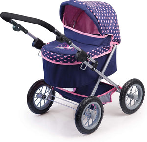 Trendy Dolls Pram | Foldable with Height-Adjustable Handle | Blue & Pink