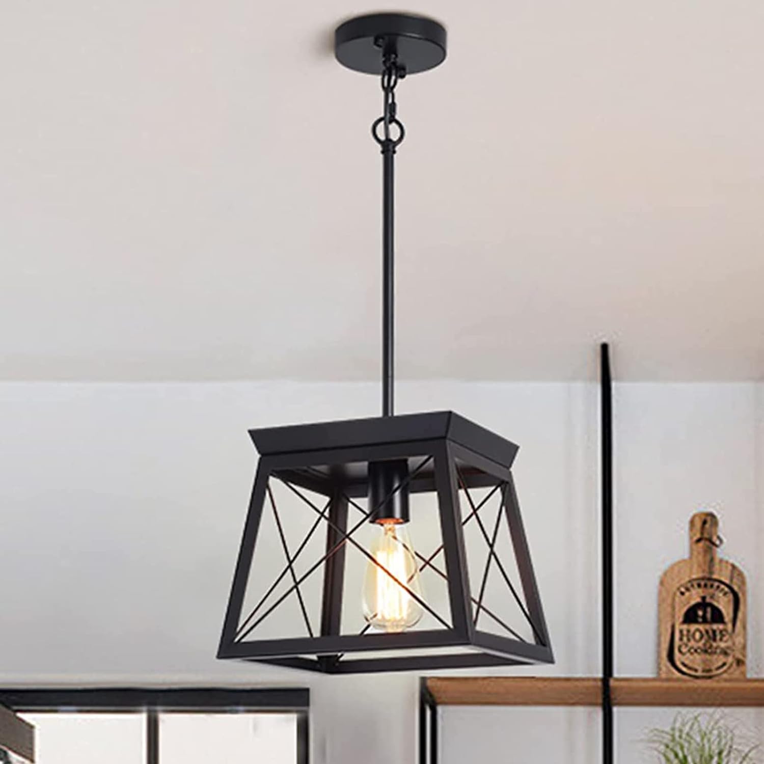 Farmhouse Pendant Light Rustic Lantern Chandelier | Black, Vintage Industrial Design